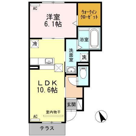 プレイスメゾン(1LDK/1階)の間取り写真