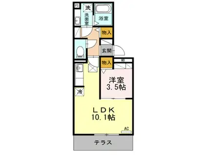 ピースガーデン東新町(1LDK/1階)の間取り写真