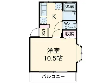 ニシケンハイム(1K/2階)の間取り写真