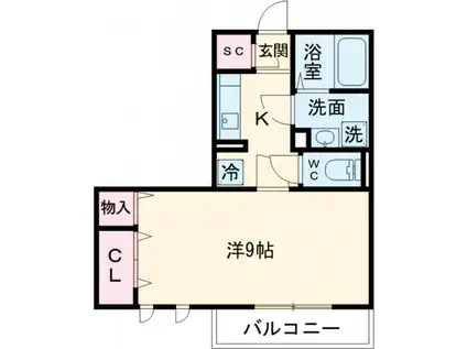 グランシャリオ(1K/2階)の間取り写真