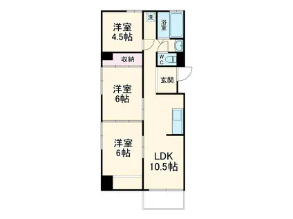 ナカクニビル(3LDK/4階)の間取り写真