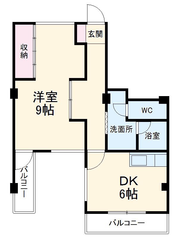 第2ナカクニビル(1DK/3階)の間取り写真