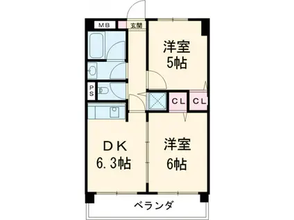 ST竹内ビル(2DK/4階)の間取り写真