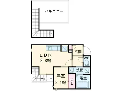 GRANDTIC新瑞橋(1LDK/2階)の間取り写真