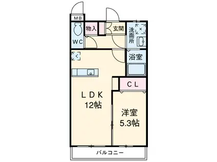 バロンドール(1LDK/4階)の間取り写真