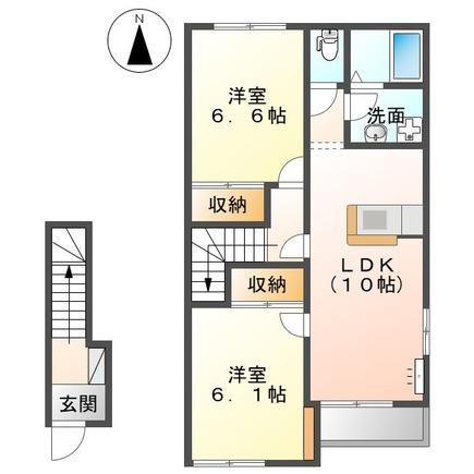 クレスト フィールド2(2LDK/2階)の間取り写真