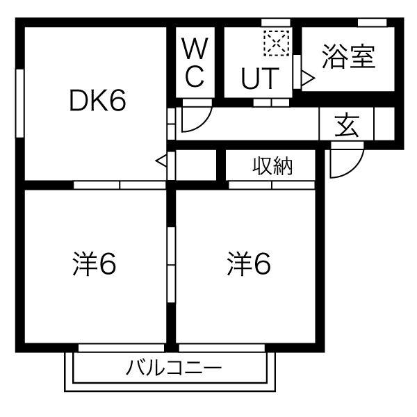 サンメゾン菊川A(2DK/1階)の間取り写真