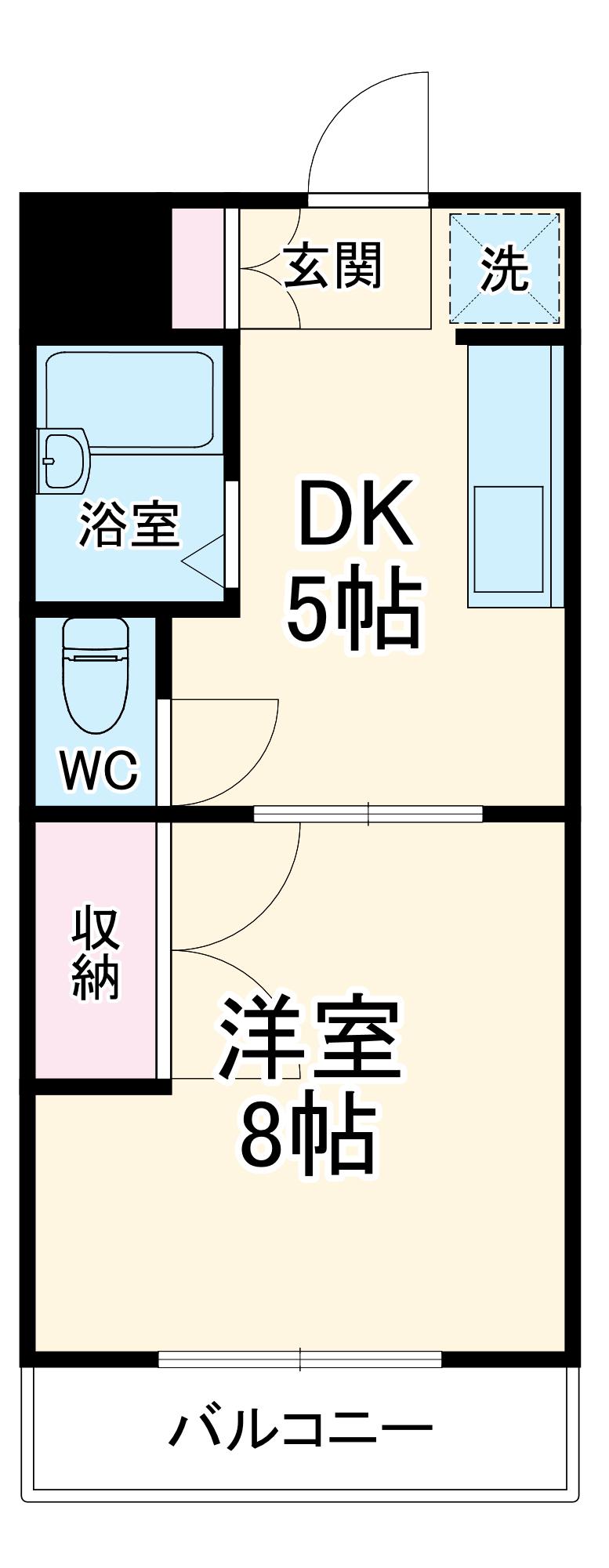 スカイコート三門(1DK/2階)の間取り写真