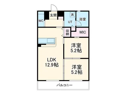 IRIS COURT(2LDK/2階)の間取り写真