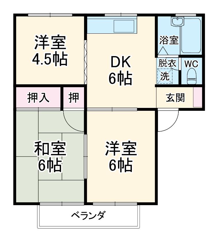 セジュールNARA(3DK/2階)の間取り写真