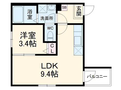 THE HOUSE 与野本町 NOIR(1LDK/3階)の間取り写真