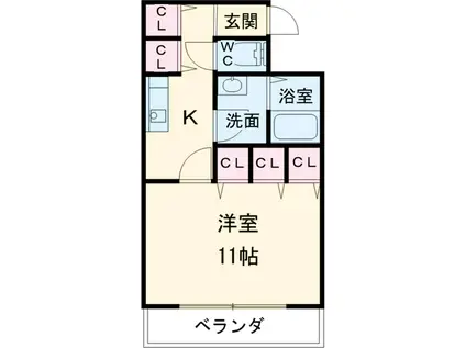 SAKURAGARDEN A館(1K/2階)の間取り写真