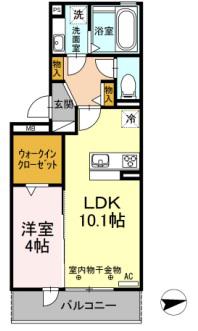 D-ROOMサン(1LDK/2階)の間取り写真