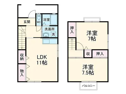 メゾピアノ１ｓｔ(2LDK)の間取り写真