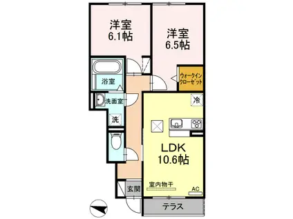 キャスパ(2LDK/1階)の間取り写真