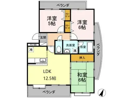 ビラーション笠寺(3LDK/4階)の間取り写真