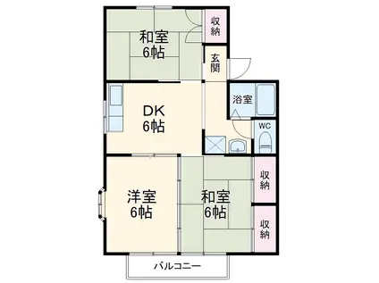 レジェントヒル C(3DK/1階)の間取り写真