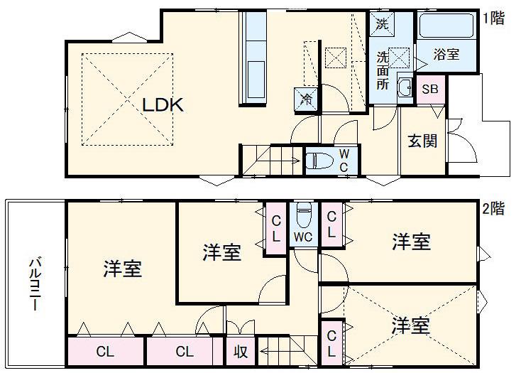 東海道本線 野田新町駅 徒歩9分 2階建 築11年(4LDK)の間取り写真