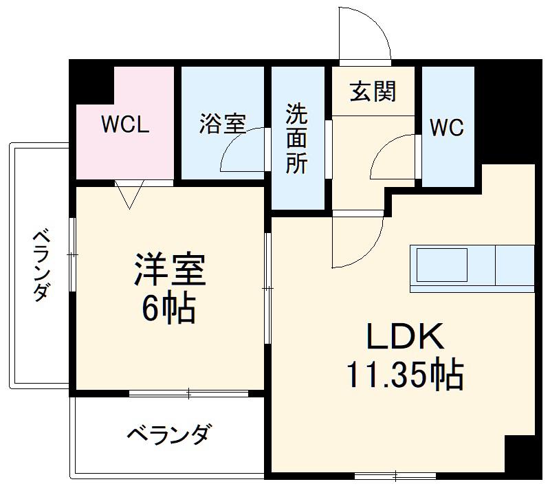 レガーロ掛川(1LDK/7階)の間取り写真