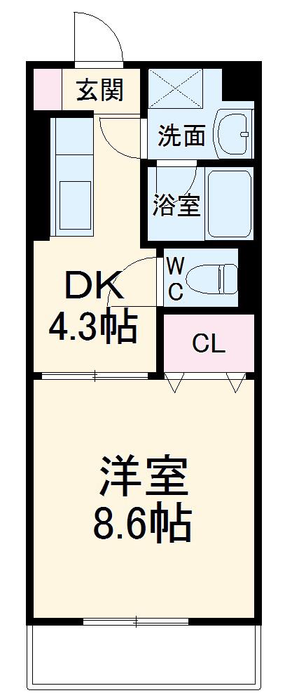 ステュディオ(1DK/3階)の間取り写真