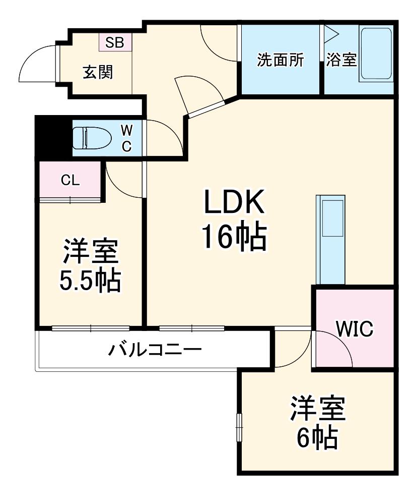 カシオペア(2LDK/1階)の間取り写真
