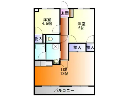 ガーデン葉月Ⅰ(2LDK/1階)の間取り写真