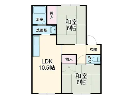 メゾンプレーリーB(2LDK/1階)の間取り写真