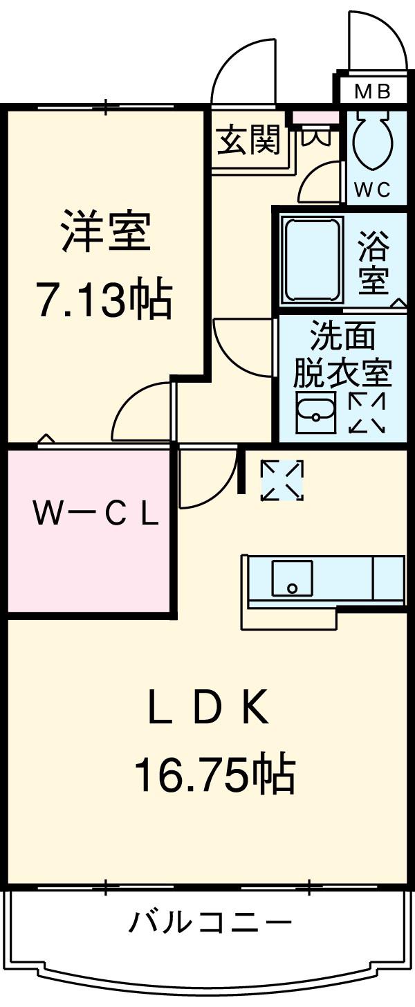 ベルフラワー四番館(1LDK/3階)の間取り写真