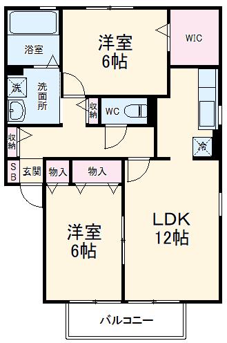 トライコート3(2LDK/2階)の間取り写真