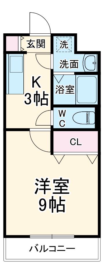 バンブーリーヴスⅠ(1K/4階)の間取り写真