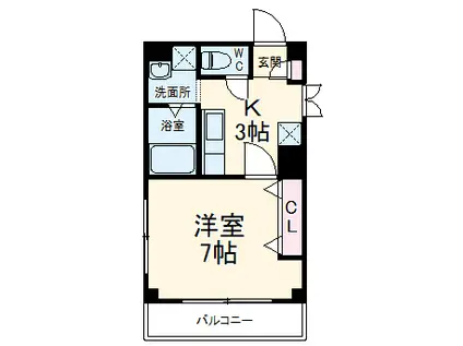 カームネス(1K/3階)の間取り写真
