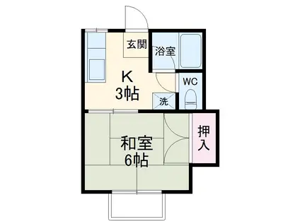 タウニィフルタ(1K/2階)の間取り写真