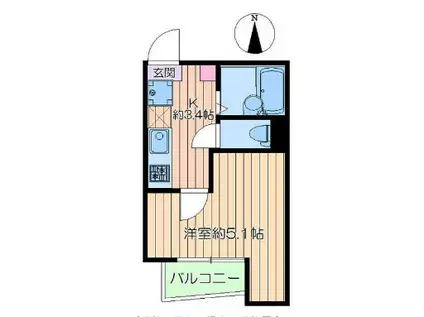フォレノワール(1K/2階)の間取り写真