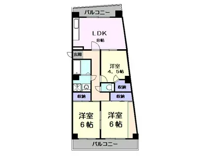 エスポワール大成(3LDK/6階)の間取り写真