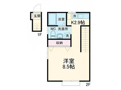 BBA-LOGE上田アパート(1K/2階)の間取り写真