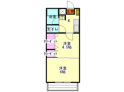 アルザスパインズヒルマンション(2K/1階)の間取り写真