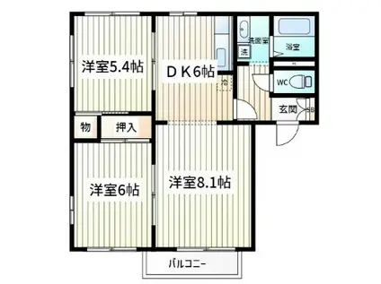 メゾンボナールⅡ(2LDK/2階)の間取り写真