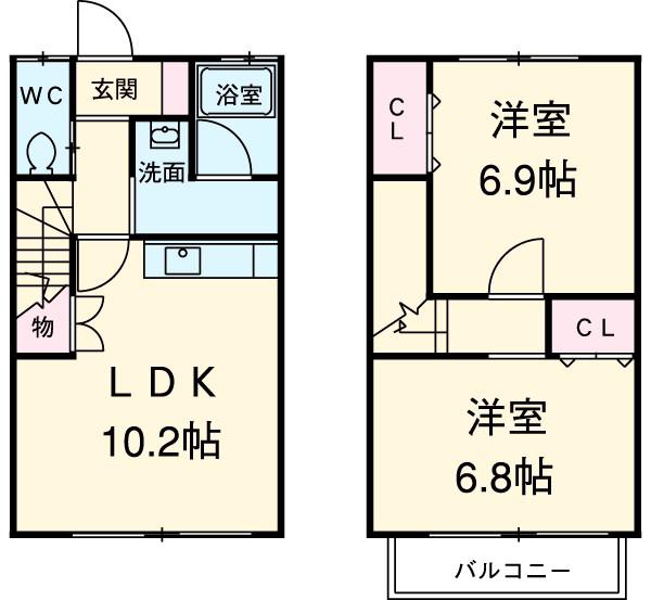Ｌｕｃｅｎｔ　Ｈｏｕｓｅ(2LDK)の間取り写真
