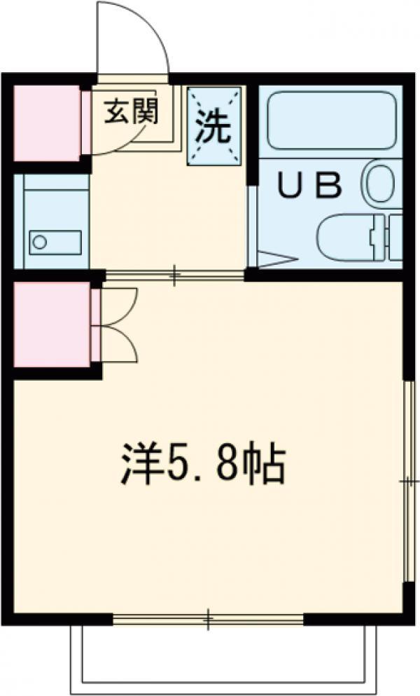 グリーンヒルズ(1K/2階)の間取り写真