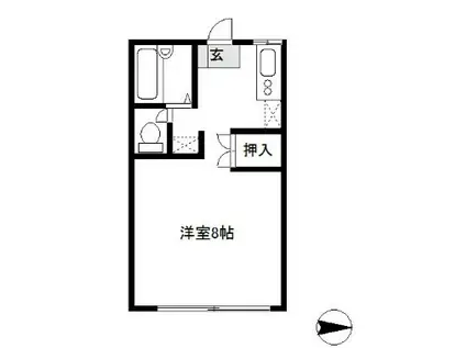 ネオ・リビエール1号棟(1K/1階)の間取り写真