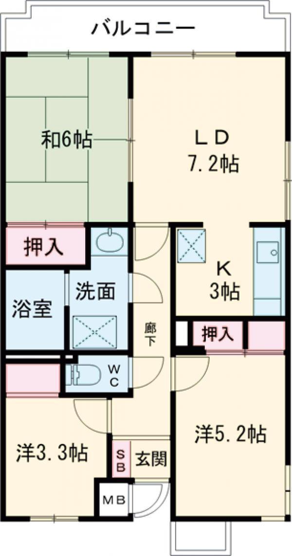 プレステージ中野(3LDK/2階)の間取り写真