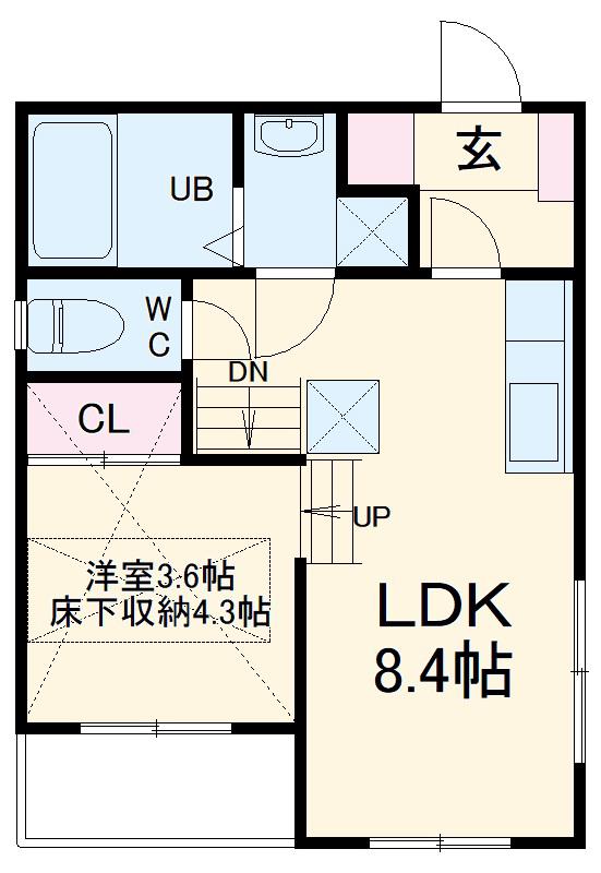 ハーモニーテラス八代町Ⅱ(1LDK/1階)の間取り写真