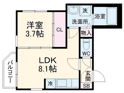 ハーモニーテラス志賀町Ⅱ(1LDK/3階)の間取り写真