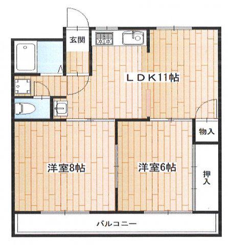 昭和コーポ前橋A(2LDK/2階)の間取り写真