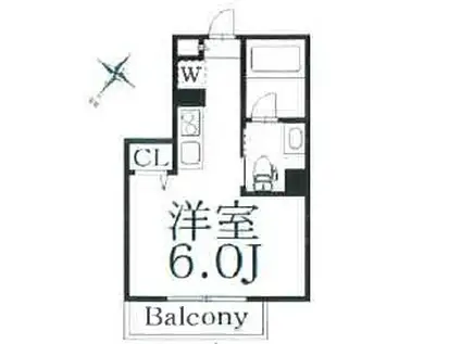 ワクラス中野(ワンルーム/1階)の間取り写真