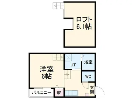 グリーンリーフ名城清水(1K/1階)の間取り写真