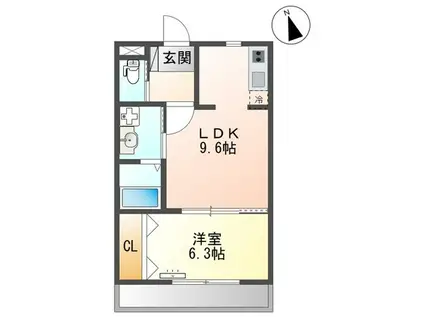 ブルースカイ I.Y(1LDK/4階)の間取り写真