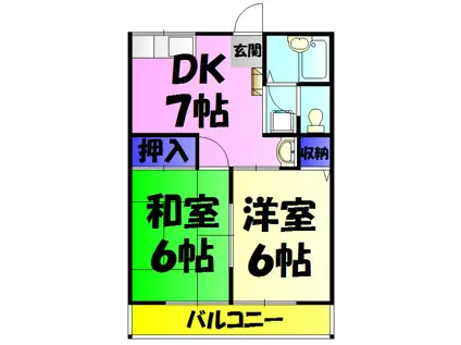 キャロット1(2DK/2階)の間取り写真