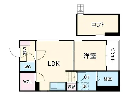 セイシェル(1DK/2階)の間取り写真