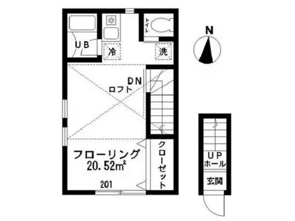 ブレッツァ西千葉(1K/2階)の間取り写真